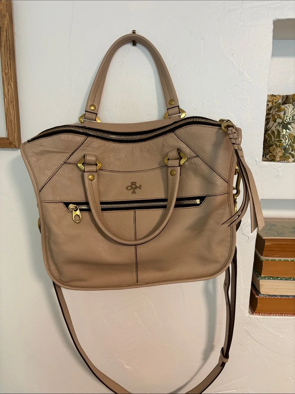 Oryany Bags | Oryany Taupe Leather Zipper Satchel